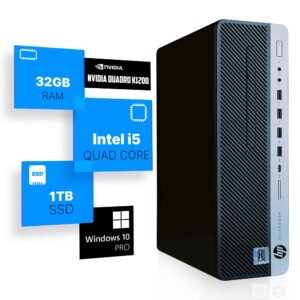 hp custom workstation pc desktop computer - editing and design | quadro k1200 4gb gpu | intel core i5 | 32gb ddr4 ram, 1tb ssd | built-in wi-fi ax200 | win 10 pro (renewed)