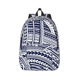 fresqa blue polynesian maori tribal pattern versatile mini backpack:lightweight leisure dual shoulder,simple canvas,and spacious design