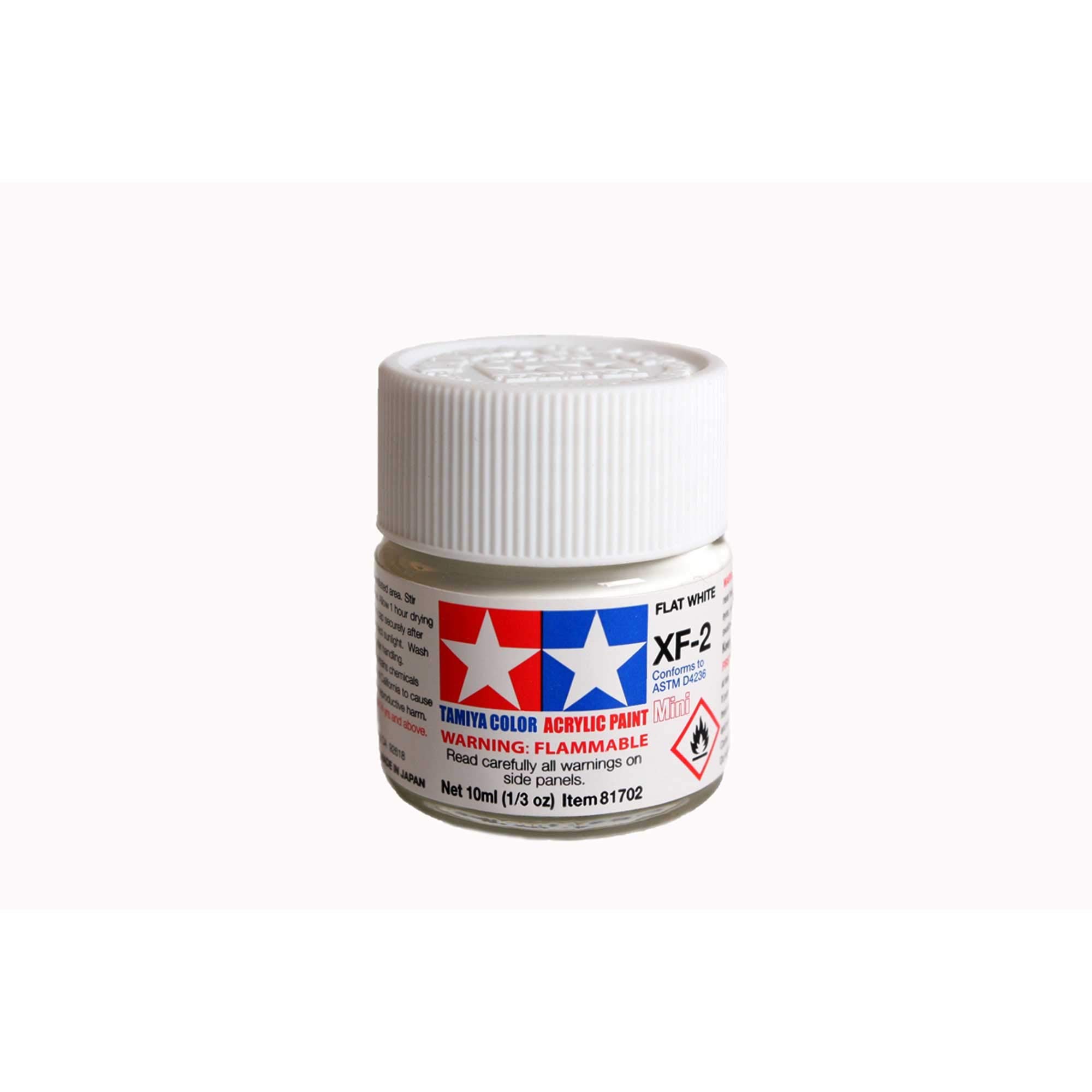 TAMIYA Acrylic Mini XF2 Flat White TAM81702 Plastics Paint Acrylic