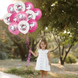 Kitty Birthday Party Supplies, Cute Kitty Party Favor Pink Party Decorations includes Happy Birthday Banner, Balloons, Backdrop, Cake Topper, Tablecloth, Hanging Swirl