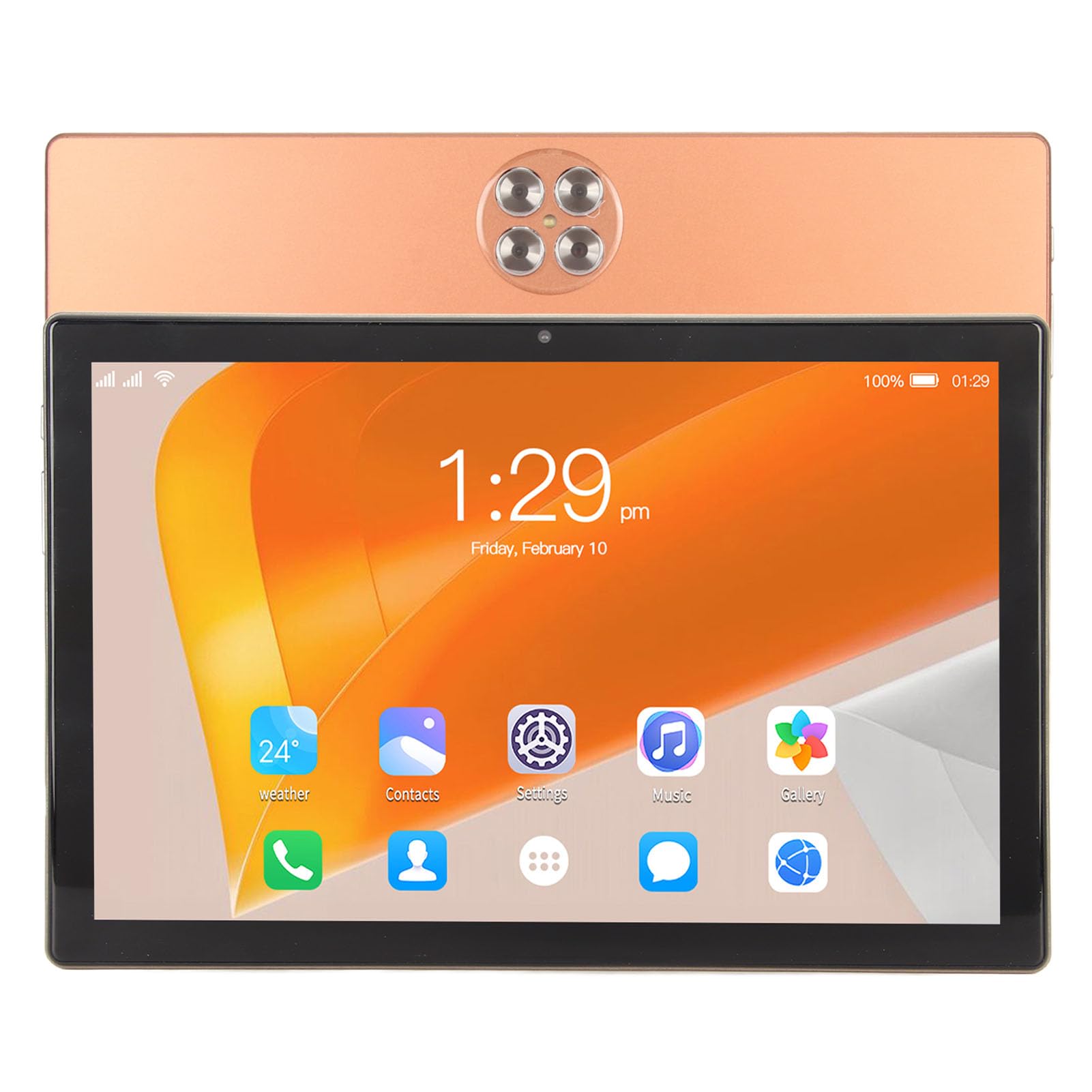 HEEPDD GPS Tablet, 10.1 Inch 5G Orange WiFi Digital Tablet for Reading and Entertainment (US Plug)