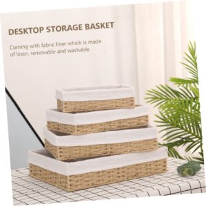 Abaodam Storage Basket Bread Serving Basket Rattan Rectangular Wicker Basket Vanity Organizer Tray Woven Serving Basket Sundries Storage Organizer Rectangle Toilet Paper Cloth