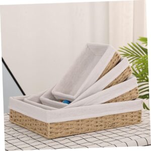 Abaodam Storage Basket Bread Serving Basket Rattan Rectangular Wicker Basket Vanity Organizer Tray Woven Serving Basket Sundries Storage Organizer Rectangle Toilet Paper Cloth