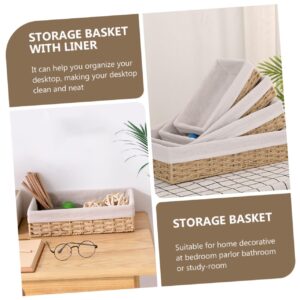 Abaodam Storage Basket Bread Serving Basket Rattan Rectangular Wicker Basket Vanity Organizer Tray Woven Serving Basket Sundries Storage Organizer Rectangle Toilet Paper Cloth