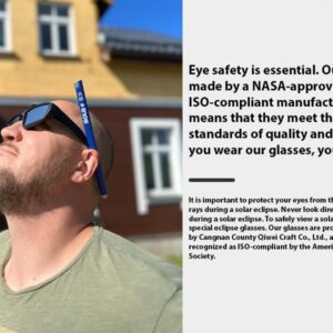 Premium Plastic Eclipse Viewing Glasses - ISO 12312-2 Compliant, AAS Recognized For Safe Sun Viewing of April 8, 2024 Total Solar Eclipse in USA