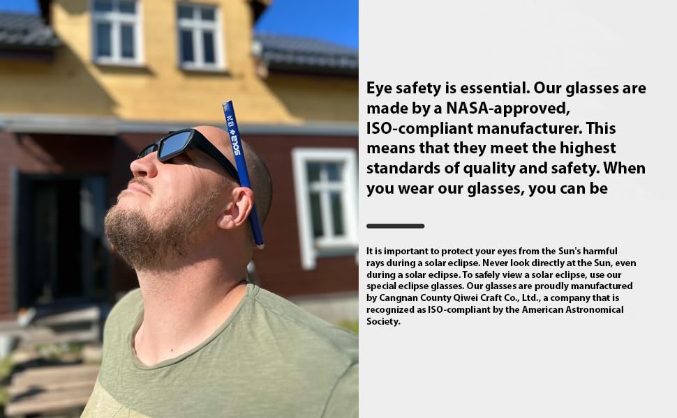 Premium Plastic Eclipse Viewing Glasses - ISO 12312-2 Compliant, AAS Recognized For Safe Sun Viewing of April 8, 2024 Total Solar Eclipse in USA