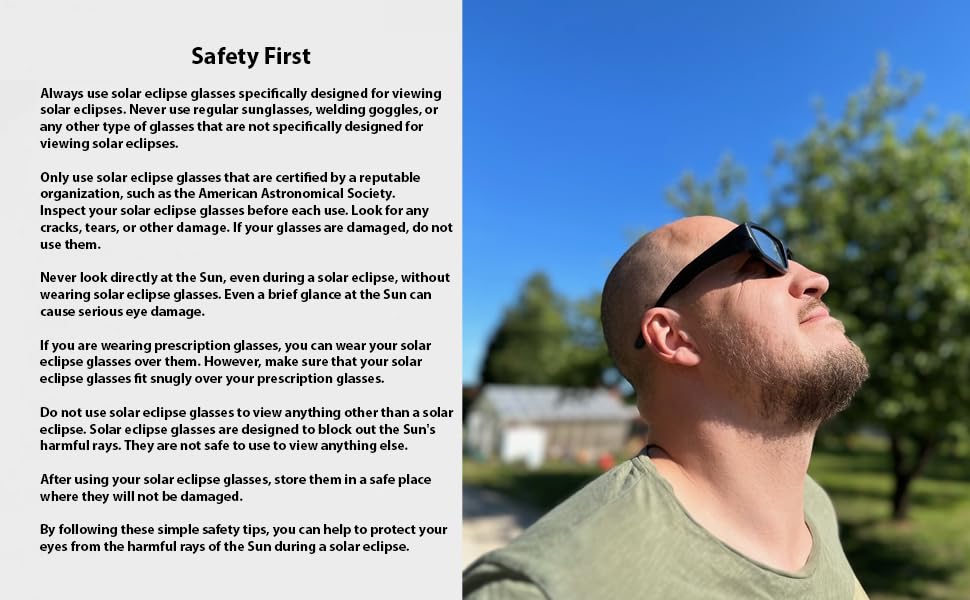 Premium Plastic Eclipse Viewing Glasses - ISO 12312-2 Compliant, AAS Recognized For Safe Sun Viewing of April 8, 2024 Total Solar Eclipse in USA