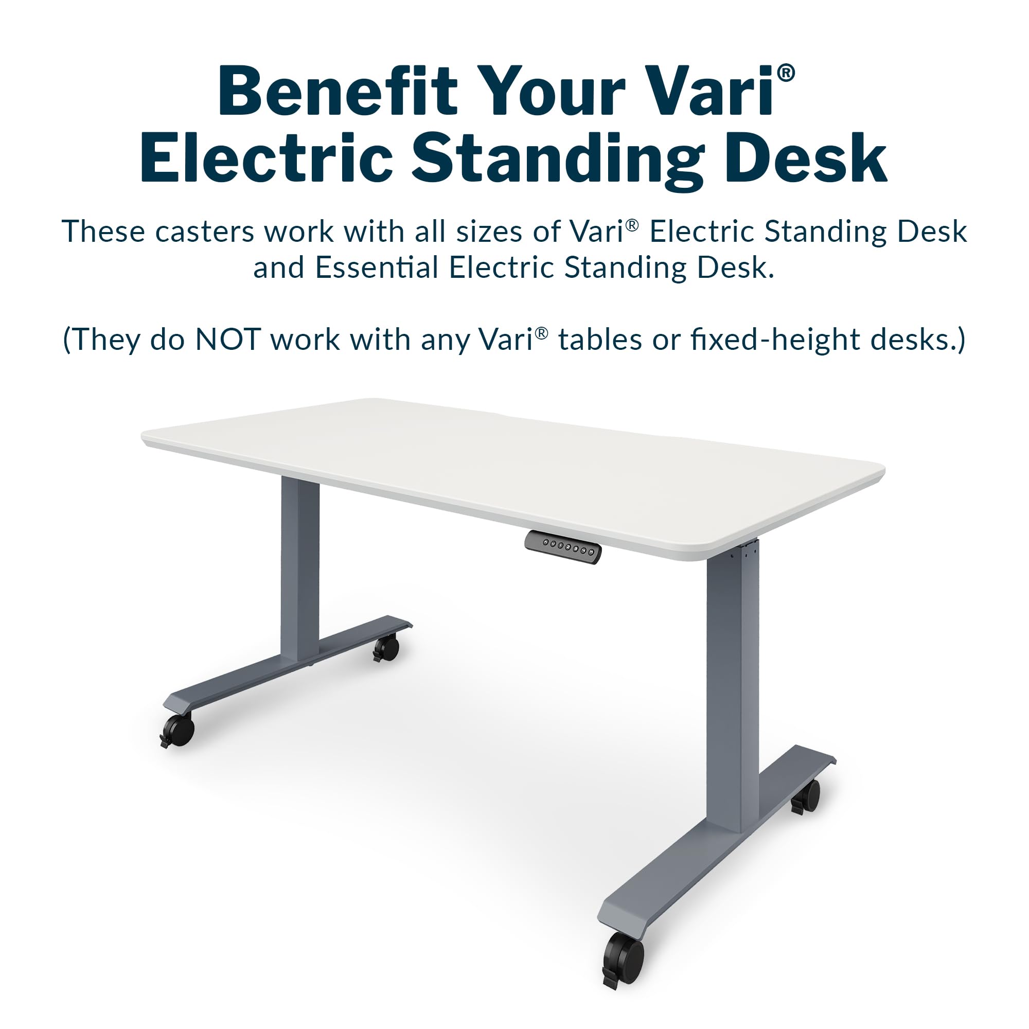 Vari Caster Wheels for Electric Standind Desk, Easy Installation and 360-Degree Movement (Set of 4)