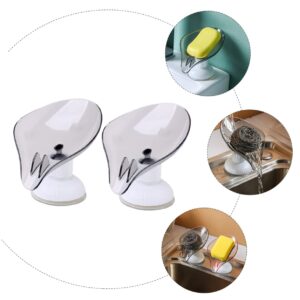 STOBAZA 6 Pcs Soap Box Electric Shower Sponge Dish Brackets for Shelves Foam Hand Soap Dispenser Leaf Soap Dish Bathroom Soap Container Wall to Rotate Desktop Plastic Big Sucker