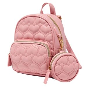 claire's pink mini quilted backpack with matching coin purse – cute one size girls backpack book bag - great for sports, traveling, and hiking