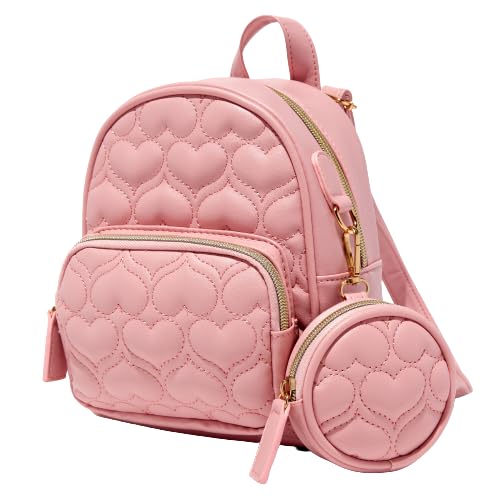 Claire's Pink Mini Quilted Backpack with Matching Coin Purse – Cute One Size Girls Backpack Book Bag - Great For Sports, Traveling, and Hiking