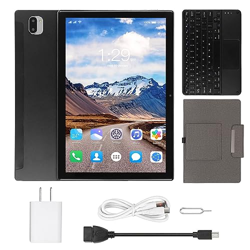 HEEPDD 10.1 Inch Tablet Keyboard 2 in 1 Tablet PC 5G WiFi 100-240V Octa Core CPU 128GB Expandable 4G LTE for Work (US Plug)