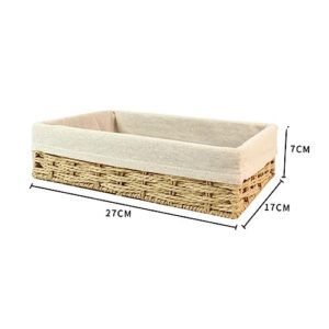 NOLITOY Storage Basket Rectangular Wicker Basket Bread Serving Basket Vanity Organizer Tray Makeup Organzier Rattan Sundries Basket Sundries Storage Organizer Paper Cosmetic Storage Box