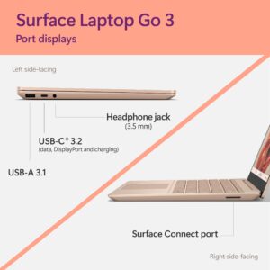 Microsoft Surface Laptop Go 3 (2023) - 12.4" Touchscreen, Thin & Lightweight, Intel Core i5, 8GB RAM, 256GB SSD SSD, with Windows 11, Sandstone Color Copilot