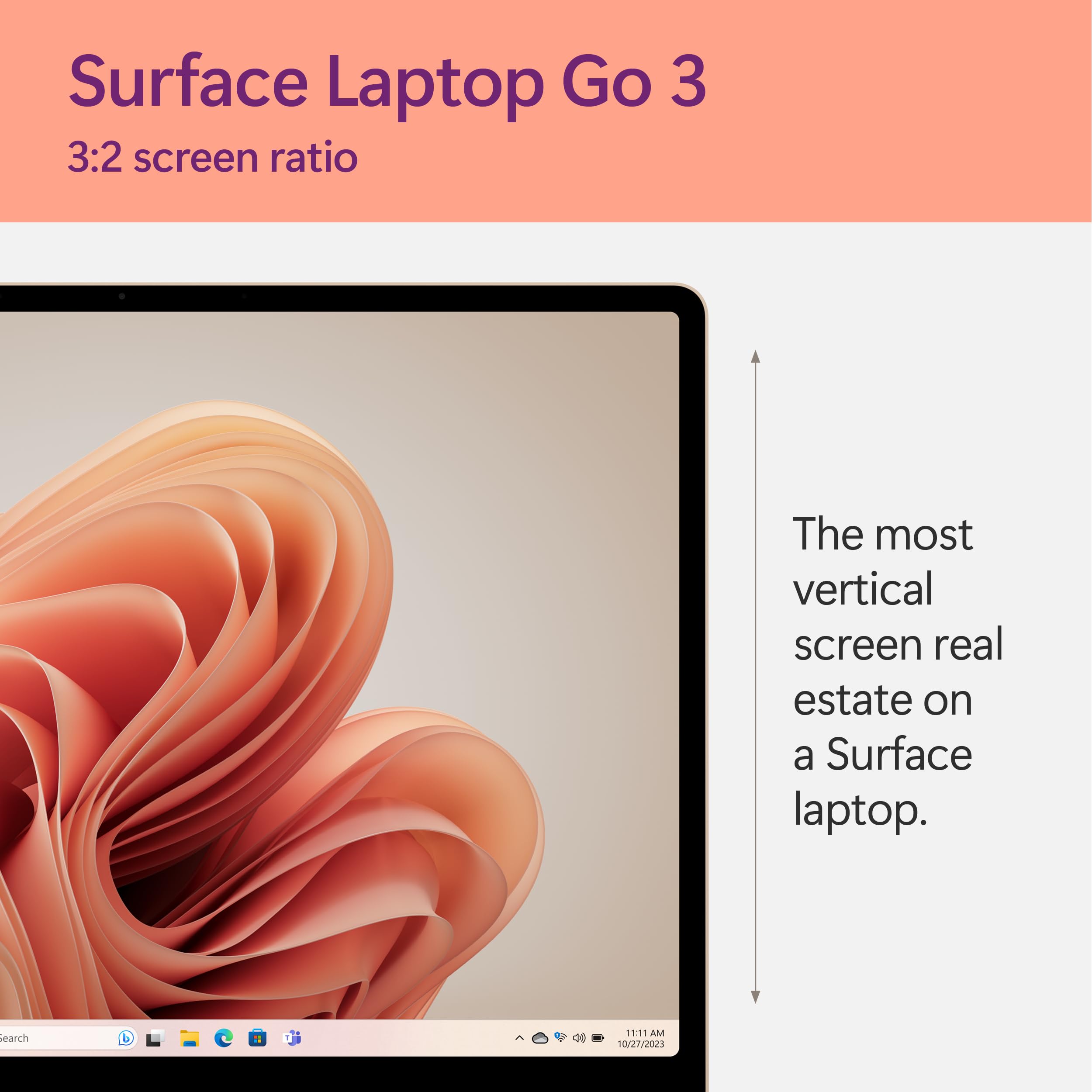 Microsoft Surface Laptop Go 3 (2023) - 12.4" Touchscreen, Thin & Lightweight, Intel Core i5, 8GB RAM, 256GB SSD SSD, with Windows 11, Sandstone Color Copilot