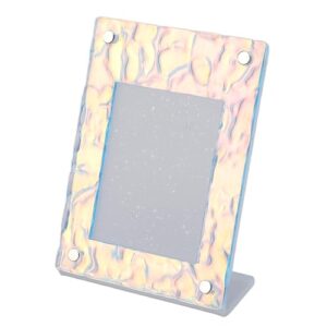 DAUZ Tabletop Photo Frame, Picture Frame Clear Magnetic Decorative Simple Cleaning Acrylic Stable Placement for Card (Dazzling Color (Stone Head Pattern))