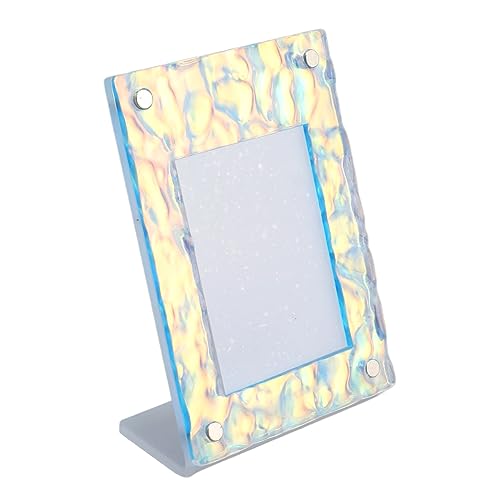 DAUZ Tabletop Photo Frame, Picture Frame Clear Magnetic Decorative Simple Cleaning Acrylic Stable Placement for Card (Dazzling Color (Stone Head Pattern))