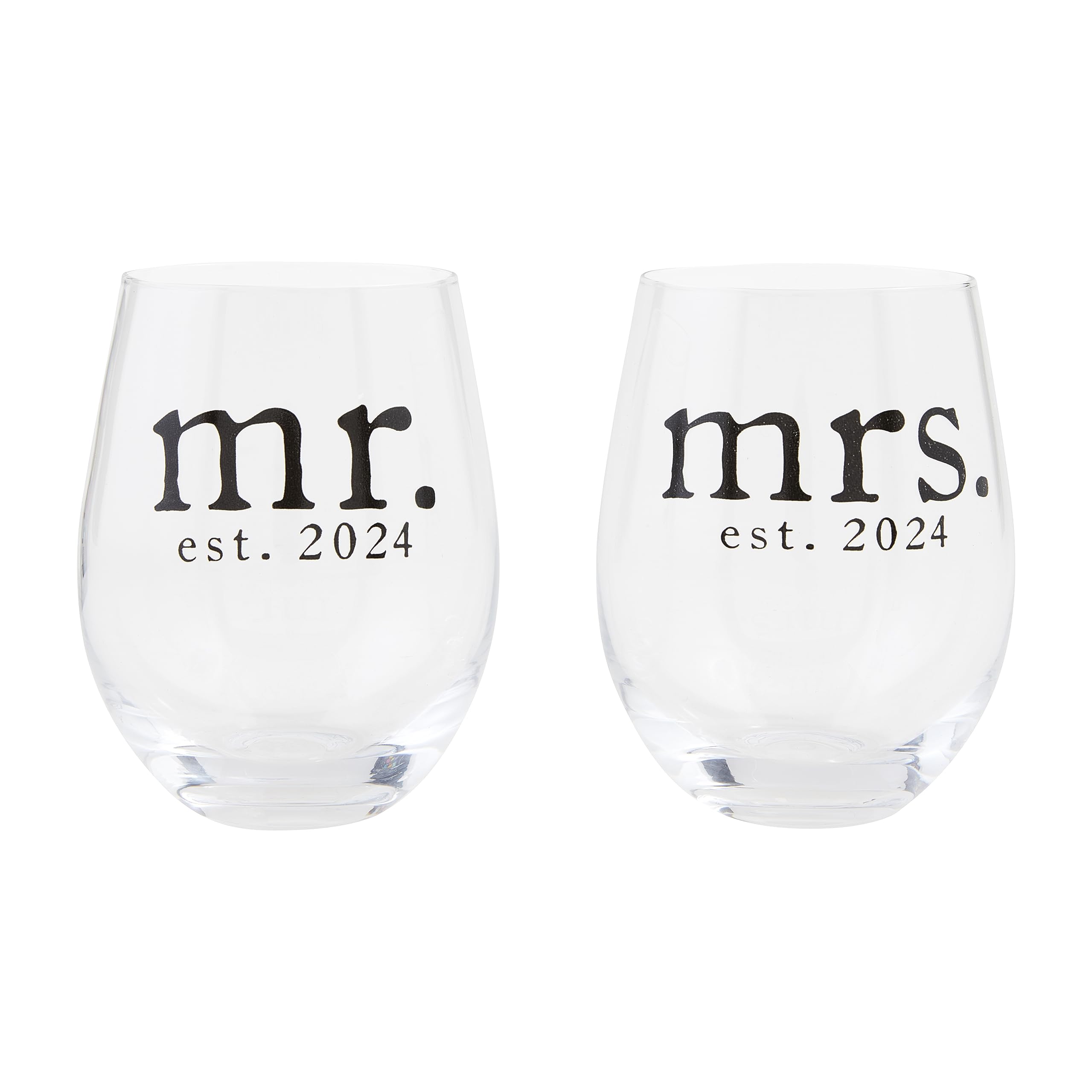 Mud Pie Mr Mrs Wine Glass Set; 16 Oz