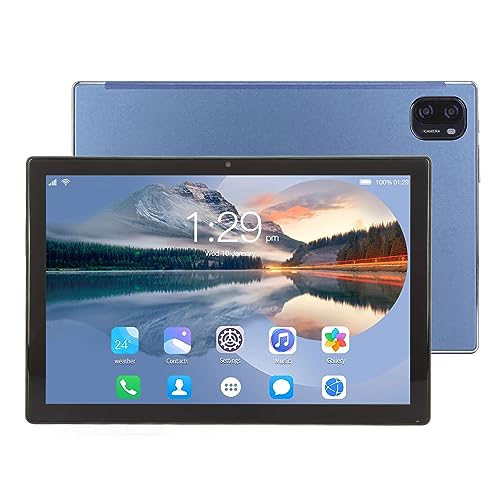 HD Tablet, 5G WiFi 4G LTE Dual Camera Octa Core CPU 2 in 1 Blue Tablet with Keyboard and Mouse for Family (US Plug)