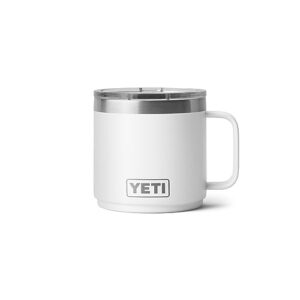 YETI Rambler 14 oz Stackable Mug, Vacuum Insulated, Stainless Steel with MagSlider Lid, White