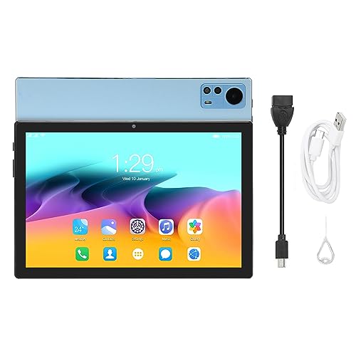 GLOGLOW 10.1 Inch Tablet Dual SIM Dual Standby Tab M10 5G WiFi Tablet 8MP 13MP for Android 11 for Study (Blue)