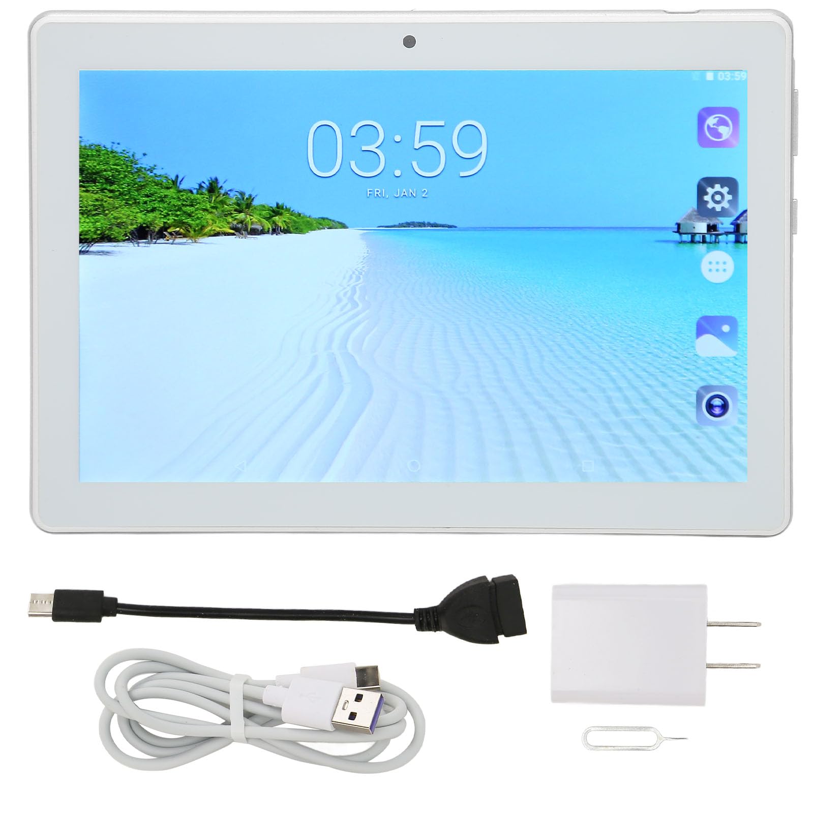 HEEPDD Office Tablet, HD Tablet with US Plug Octa Core CPU 100‑240V for School (Silver)