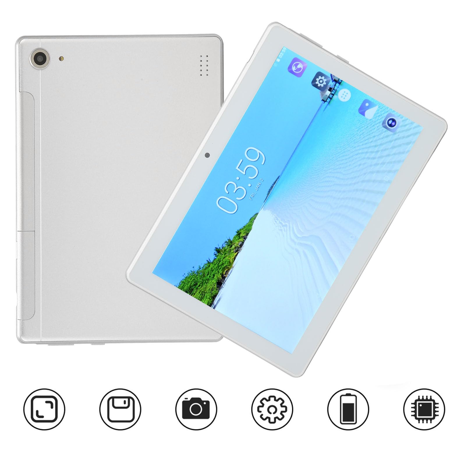 HEEPDD Office Tablet, HD Tablet with US Plug Octa Core CPU 100‑240V for School (Silver)