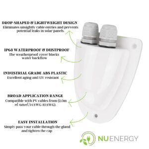 NuEnergy The Original Solar Double Cable Gland Waterproof Box Solar Panel Mounting Kit 2-6mm RV Solar Accessories Entry Cable Glands For Camper, Roof, Van, Boat, Vehicle, Campervan, House Solar System