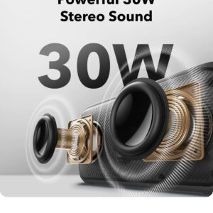 Soundcore Motion 300 Wireless Hi-Res Portable Speaker with BassUp, Bluetooth with SmartTune Technology, 30W Stereo Sound, 13H Playback, and IPX7 Waterproof, for Backyard, Camping, and Hiking