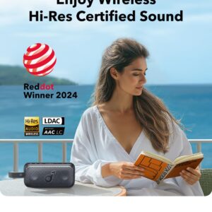 Soundcore Motion 300 Wireless Hi-Res Portable Speaker with BassUp, Bluetooth with SmartTune Technology, 30W Stereo Sound, 13H Playback, and IPX7 Waterproof, for Backyard, Camping, and Hiking