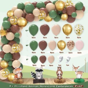 Woodland Baby Shower Decorations Woodland Animals Decoration Forest Animal Neutral Gender Reveal Party Supplies Balloons Backdrop Cake Topper Tablecloth, 84 Pcs Woodland Themed Birthday Party Decor