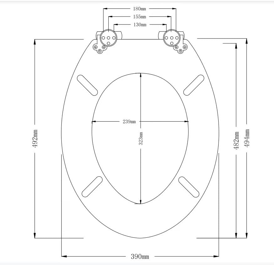 SAINOS Elongated Wooden Toilet Seat with Quietly Close and Soft Close Hinges, Adjustable Toilet Seat, Easy to Install also Easy to Clean