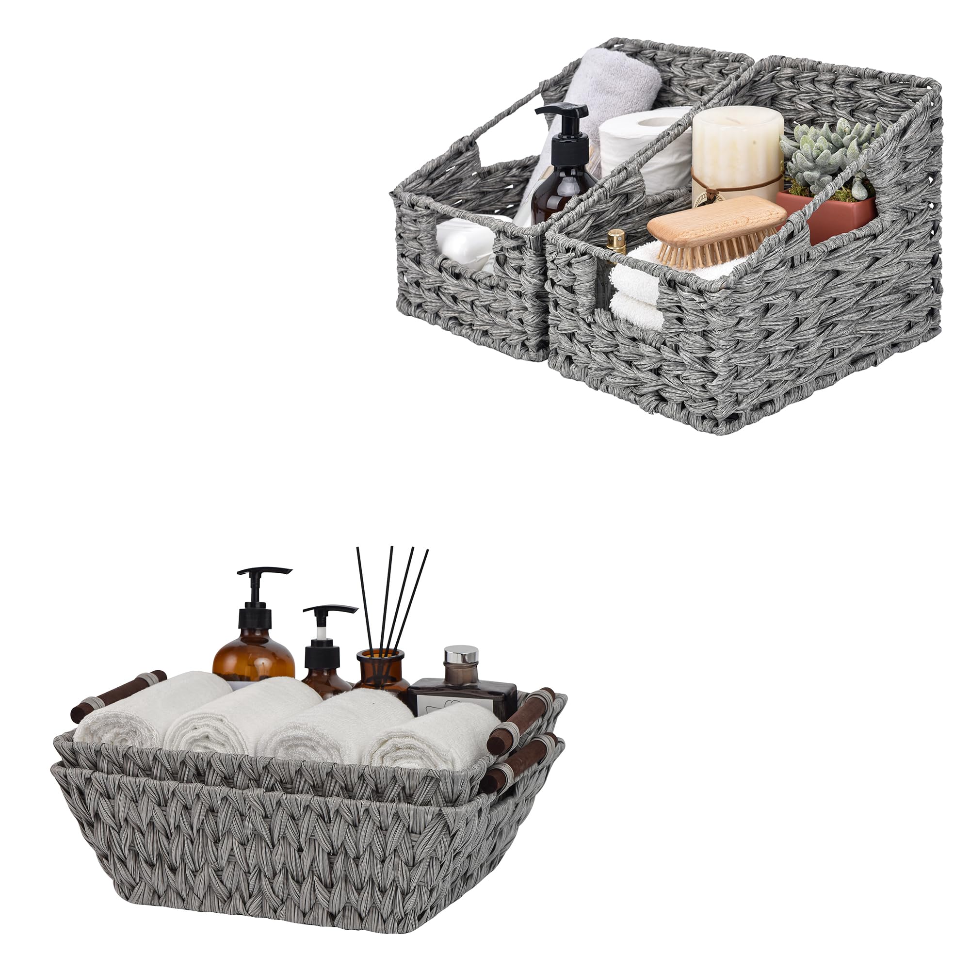 GRANNY SAYS Bundle of 2-Pack Wicker Baskets for Organizing & 2-Pack Wicker Shelf Storage Baskets