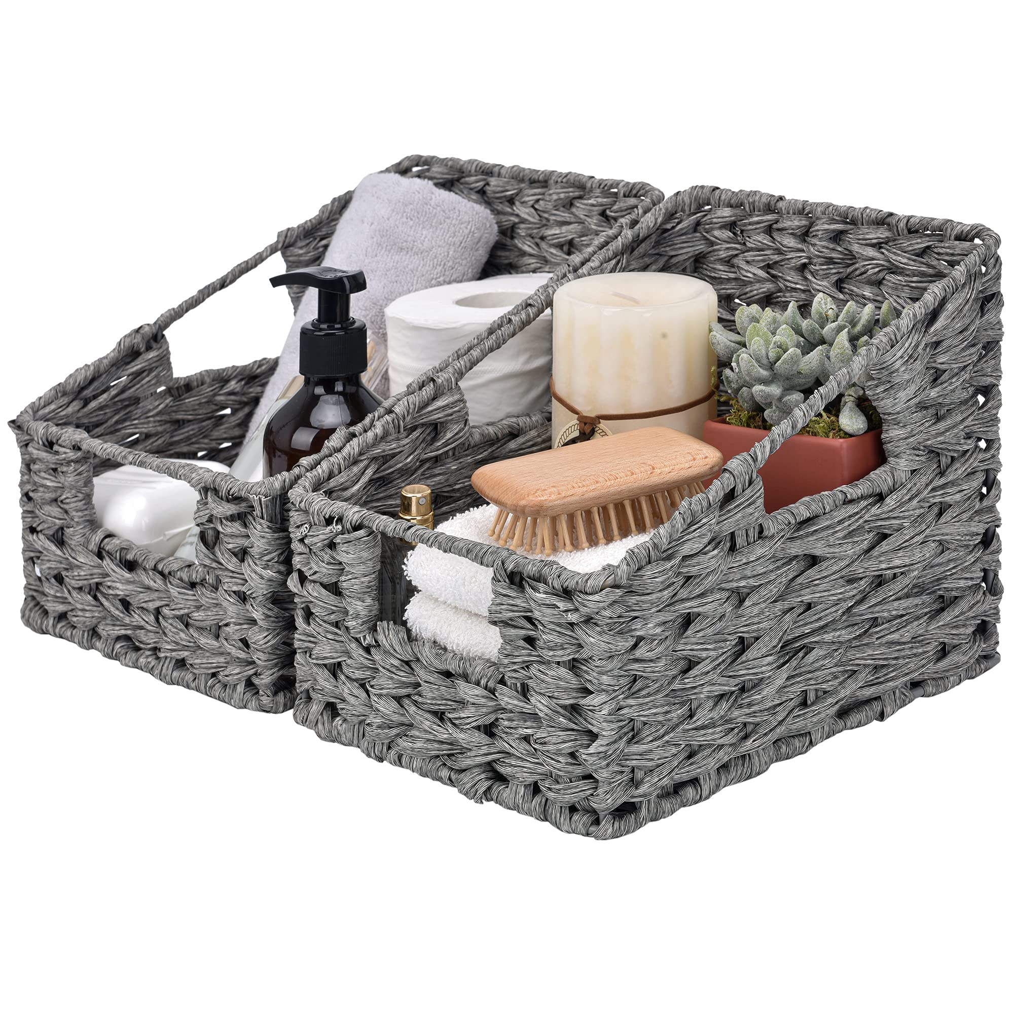 GRANNY SAYS Bundle of 2-Pack Wicker Baskets for Organizing & 2-Pack Wicker Shelf Storage Baskets