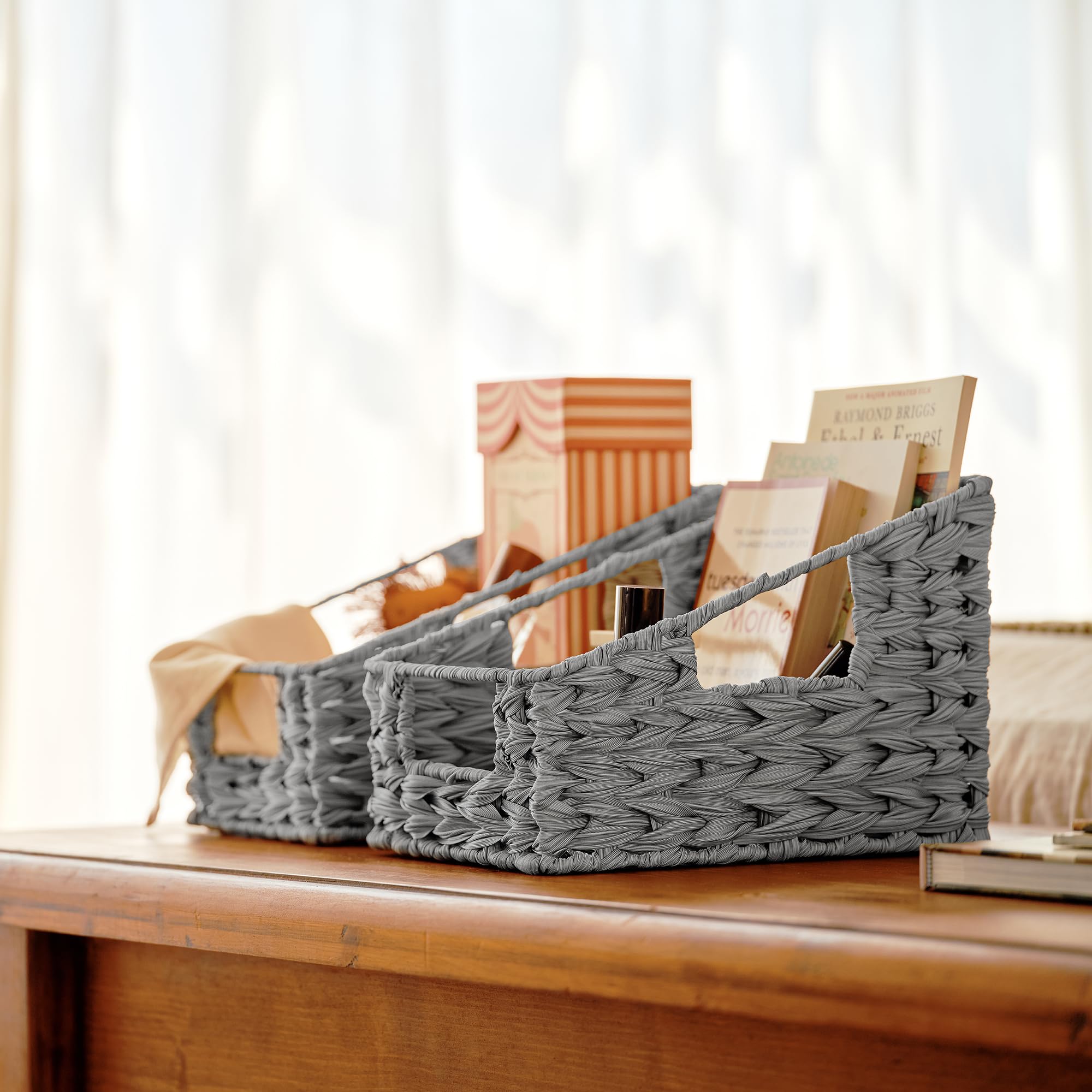 GRANNY SAYS Bundle of 2-Pack Wicker Baskets for Organizing & 2-Pack Wicker Shelf Storage Baskets