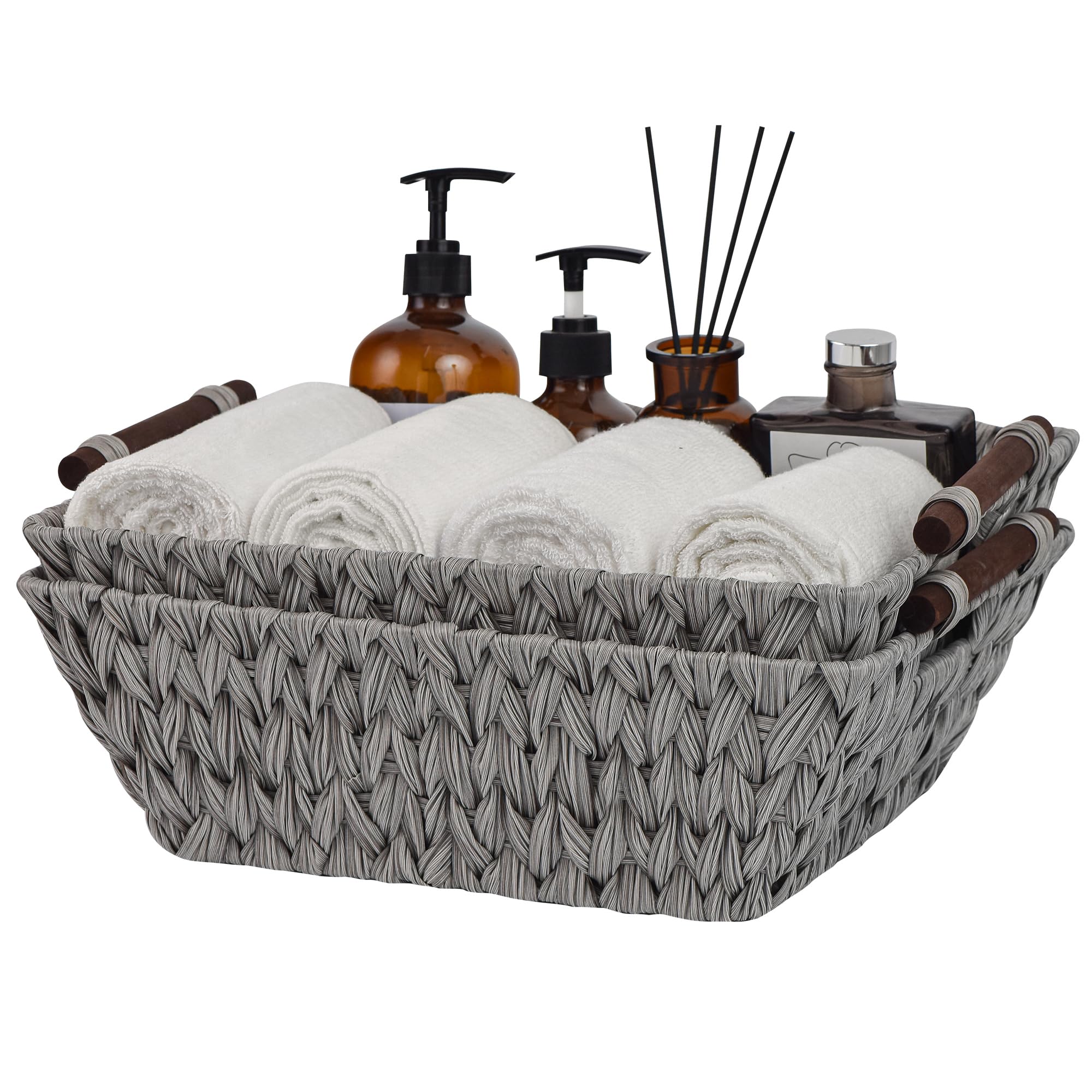 GRANNY SAYS Bundle of 2-Pack Wicker Baskets for Organizing & 2-Pack Wicker Shelf Storage Baskets