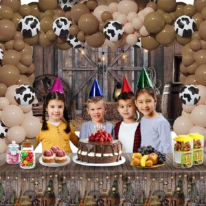 Western Cowboy Birthday Party Decorations, 164PCS Cowboy Birthday Party Supplies Including Western Backdrop, Cowboy Balloon Arch/ Garland Kit, Western Tabblecloth, Birthday Banner for Men