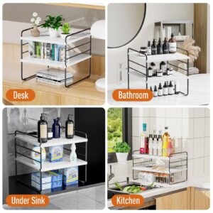 Meetwoods Kitchen Cabinet Organizer, Expandable Aluminum Foil and Plastic Wrap Organizer, Cabinet Pantry Organizers and Storage Rack, Kitchen shelf Pantry shelves, Spice Rack, 9.8'' to 15.6''L, White