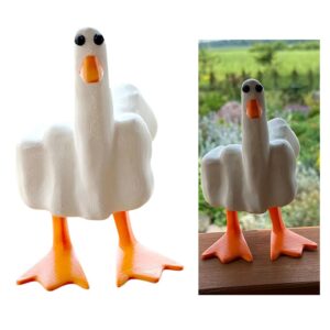 middle finger duck you figurine middle finger desk decor funny garden decor statues figurines ornaments for home, patio, lawn, yard, office, outdoor decorations, garden gifts (white+yellow)