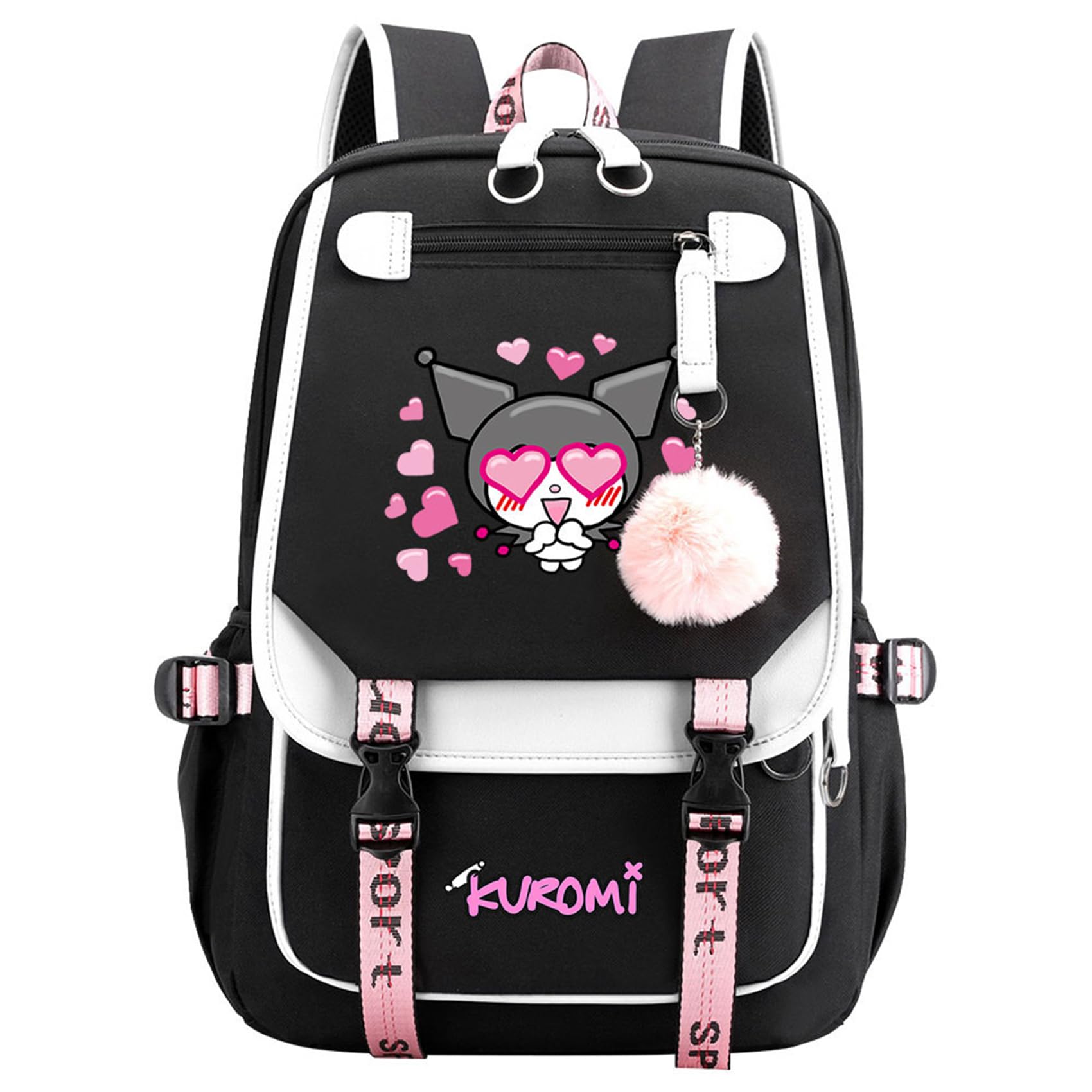 UMocan Bookbag with USB Charger Port Casual Laptop Bag Anime Graphic Travel Daypack