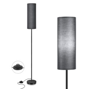floor lamp for living room with foot switch - 3 color temperature standing floor lamps for bedrooms - tall modern stand up bright lamp corner light - black floor column room lamp (9w bulb included)