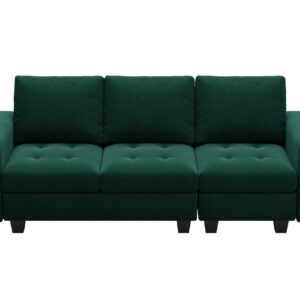 Belffin Velvet Modular Sofa Couch 3 Seater Sofa Couch for Living Room Green