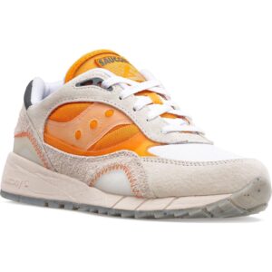 Saucony Unisex Adult Shadow 6000 Running Shoes, White/Orange, 12 Women/10.5 Men