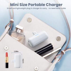 [2-Pack] Mini Portable Charger for iPhone,5200mAh Ultra Compact PD Fast Charging Power Bank,Plug-in Battery Pack Travel Cordless Phone Charger,Compatible with iPhone 14/14Pro/13/12/11/X/8/7/6plus etc