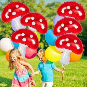 Mushroom Balloons, 6 Pcs Cute Mushroom Foil Balloons, 31 Inch Large Mushroom Shaped Birthday Balloons for Forest Plant Themed Party Decoration Wedding Baby Shower Gender Reveal