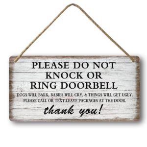 baby sleeping sign for front door please do not knock or ring doorbell sign funny welcome go away signs no soliciting sign for home don't disturb hanging sign wall decor