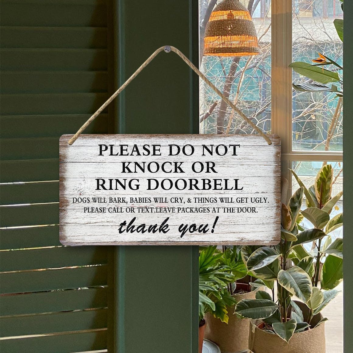 Baby Sleeping Sign For Front Door Please Do Not Knock Or Ring Doorbell Sign Funny Welcome Go Away Signs No Soliciting Sign For Home Don'T Disturb Hanging Sign Wall Decor