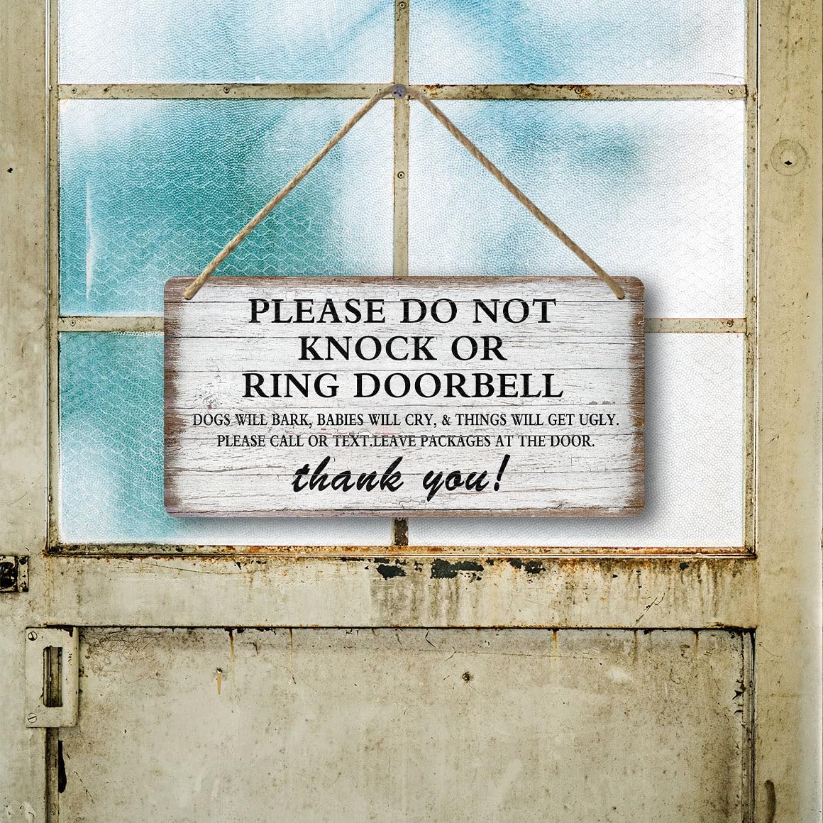 Baby Sleeping Sign For Front Door Please Do Not Knock Or Ring Doorbell Sign Funny Welcome Go Away Signs No Soliciting Sign For Home Don'T Disturb Hanging Sign Wall Decor