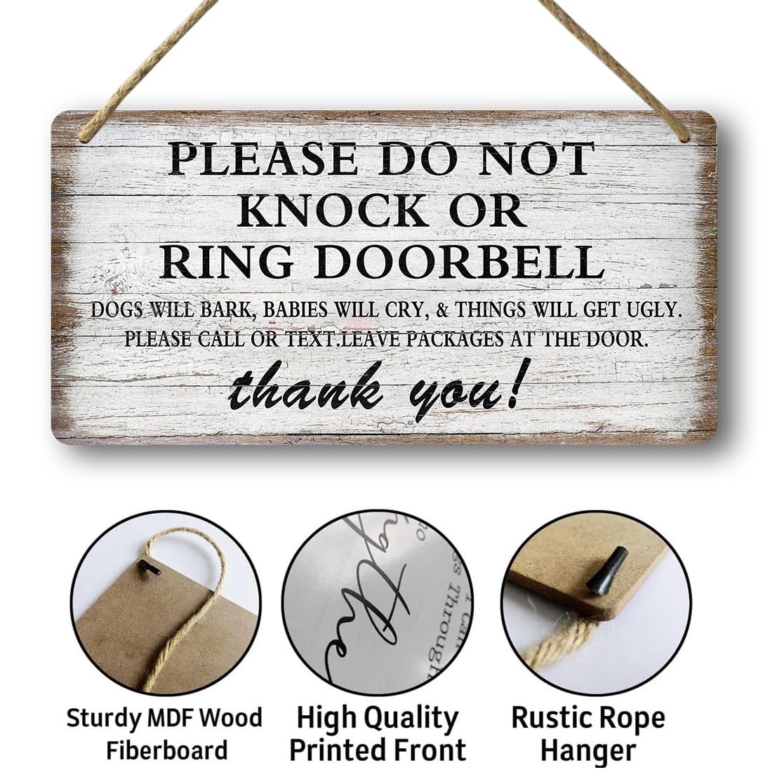 Baby Sleeping Sign For Front Door Please Do Not Knock Or Ring Doorbell Sign Funny Welcome Go Away Signs No Soliciting Sign For Home Don'T Disturb Hanging Sign Wall Decor