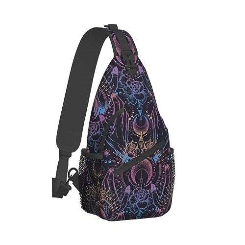 IRIHISKY Sling Bag for Men Women Magical Astrology Moon Witchy Crossbody Backpack Casual Hiking Daypack for Travel Sport Running Chest Bag